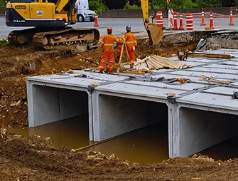 Galeria de concreto em execução